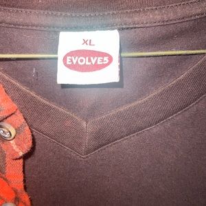 Xl brown shirt with plaid shirt